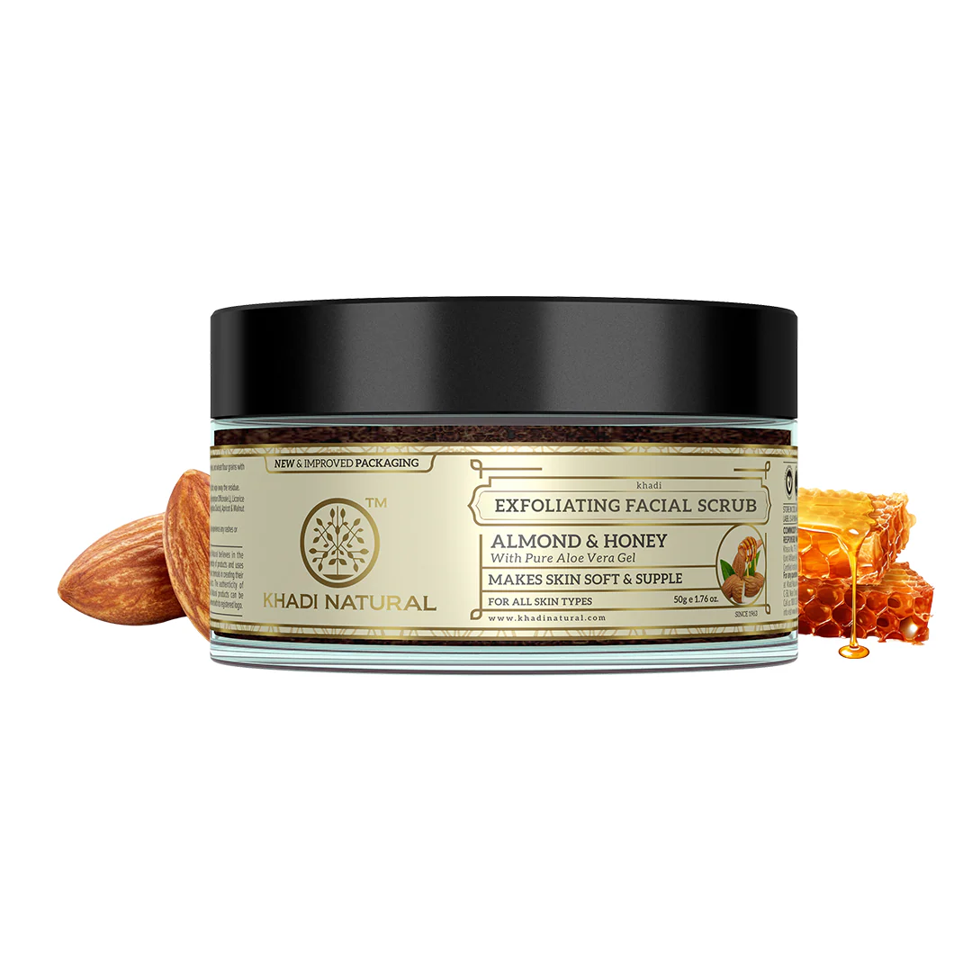 Khadi Natural Almond & Honey Facial Massage Gel with Scrub - 50gm - Image 5