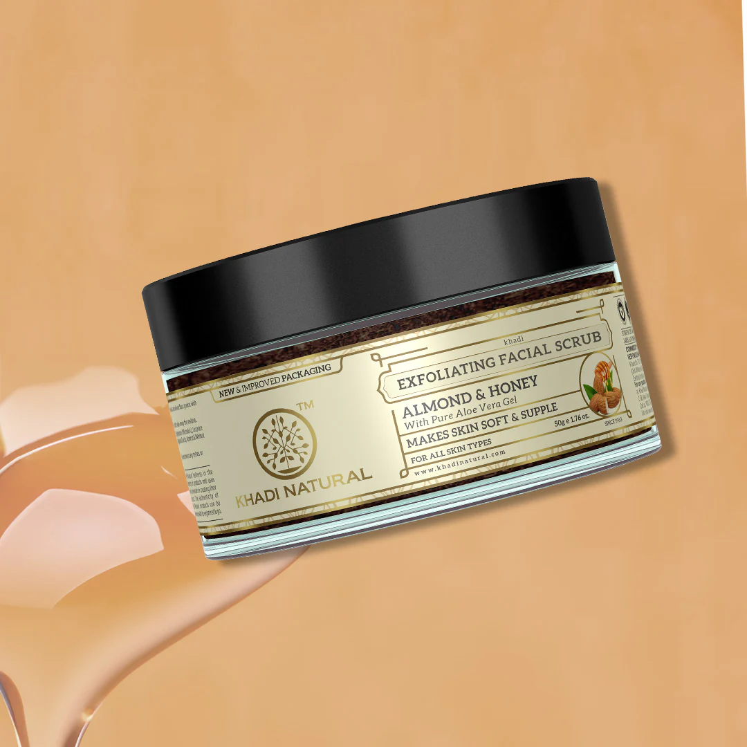 Khadi Natural Almond & Honey Facial Massage Gel with Scrub - 50gm - Image 6