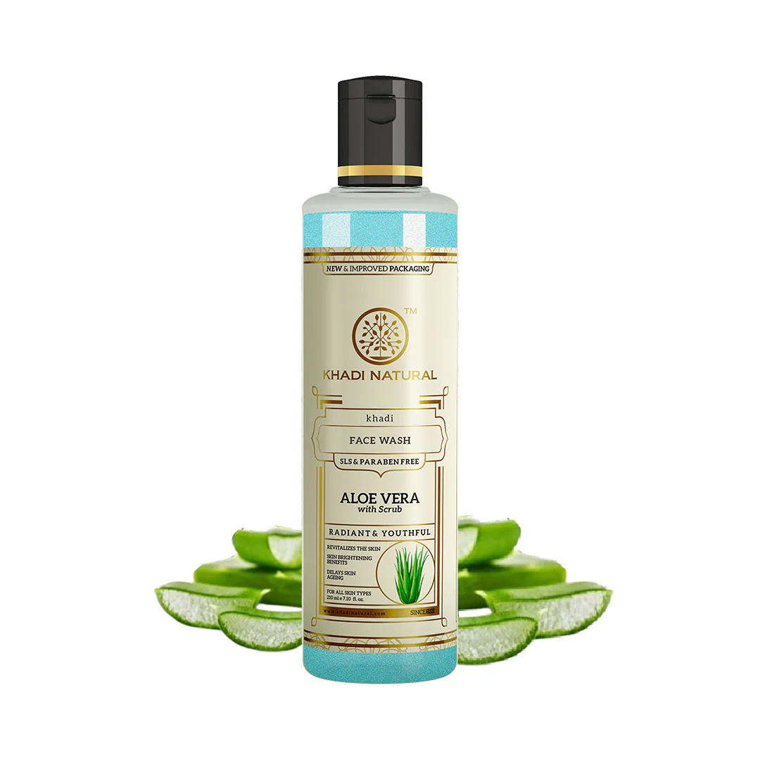Khadi Natural Aloevera Face Wash with Scrub SLS & Paraben Free - 210ml - Image 5