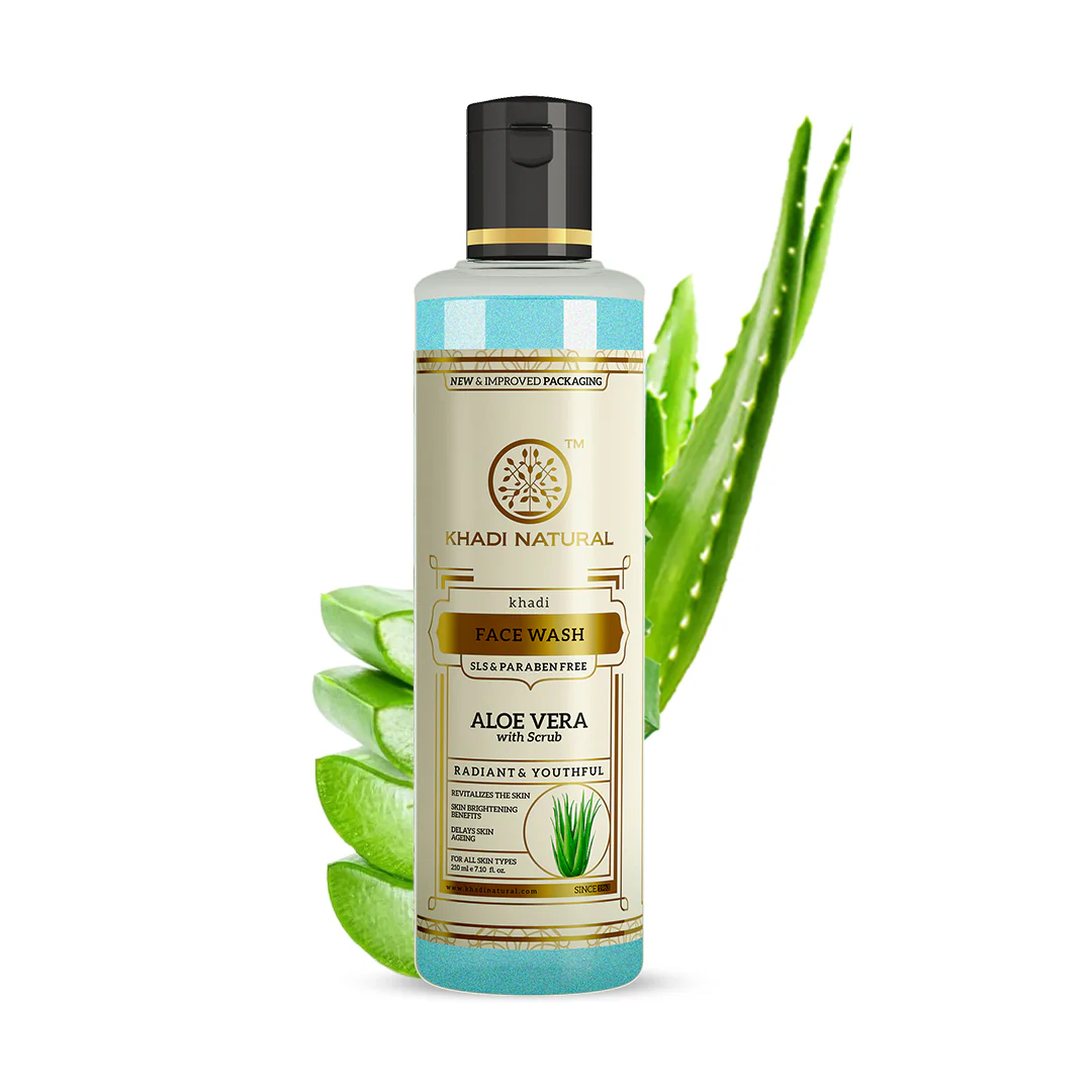 Khadi Natural Aloevera Face Wash with Scrub SLS & Paraben Free - 210ml - Image 6