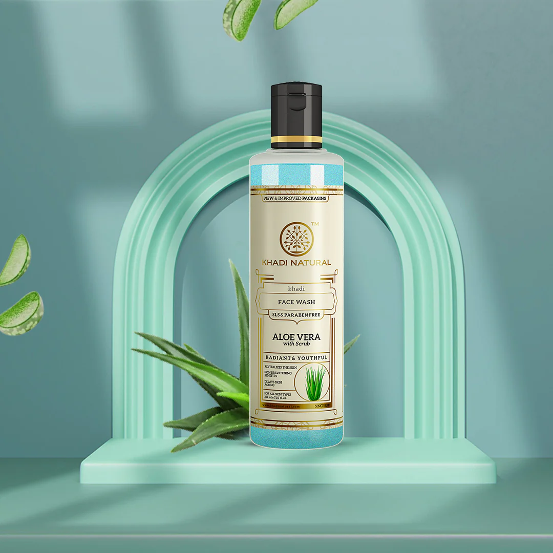Khadi Natural Aloevera Face Wash with Scrub SLS & Paraben Free - 210ml - Image 7