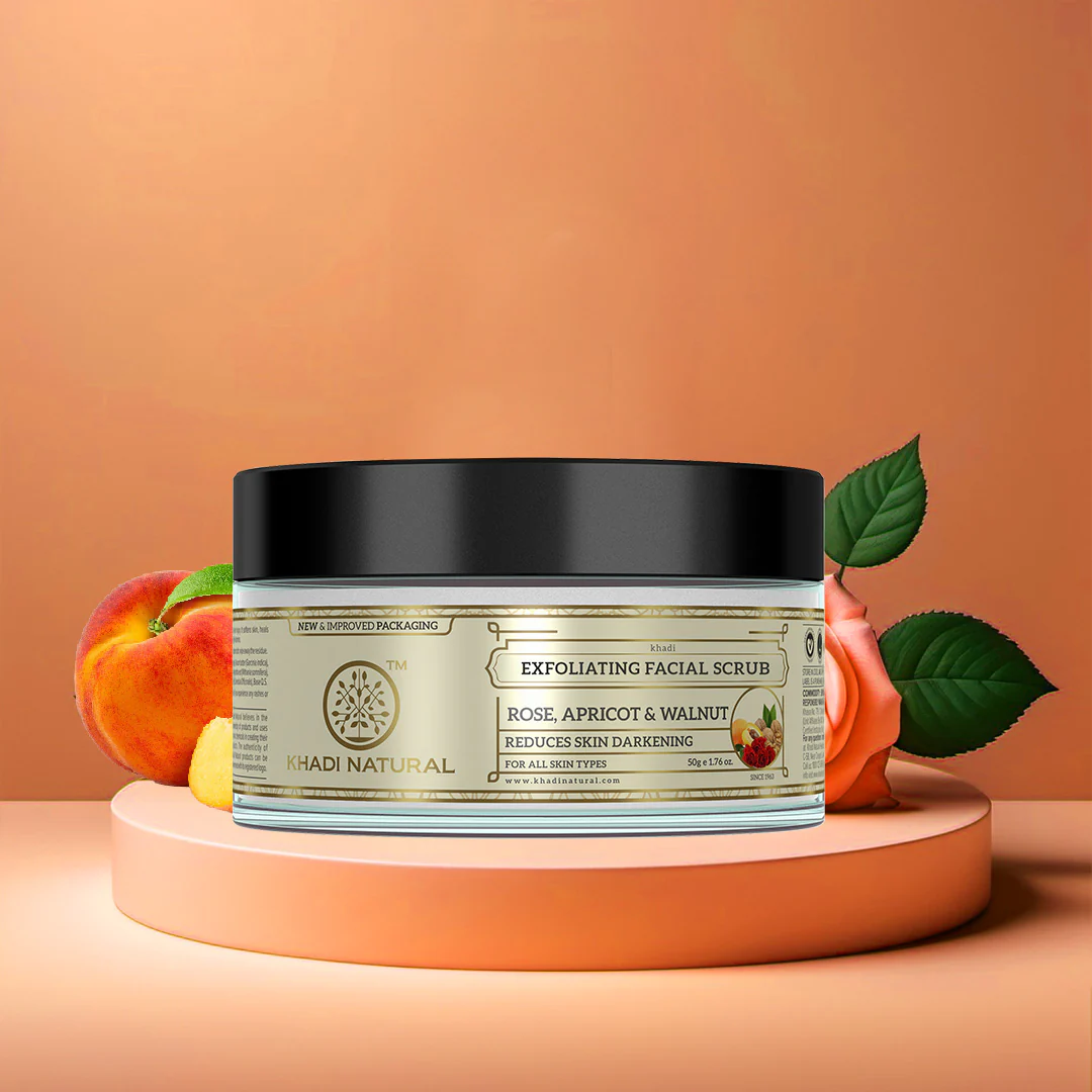 Khadi Natural Rose Apricot & Walnut Exfoliating Facial Scrub - 50gm - Image 7