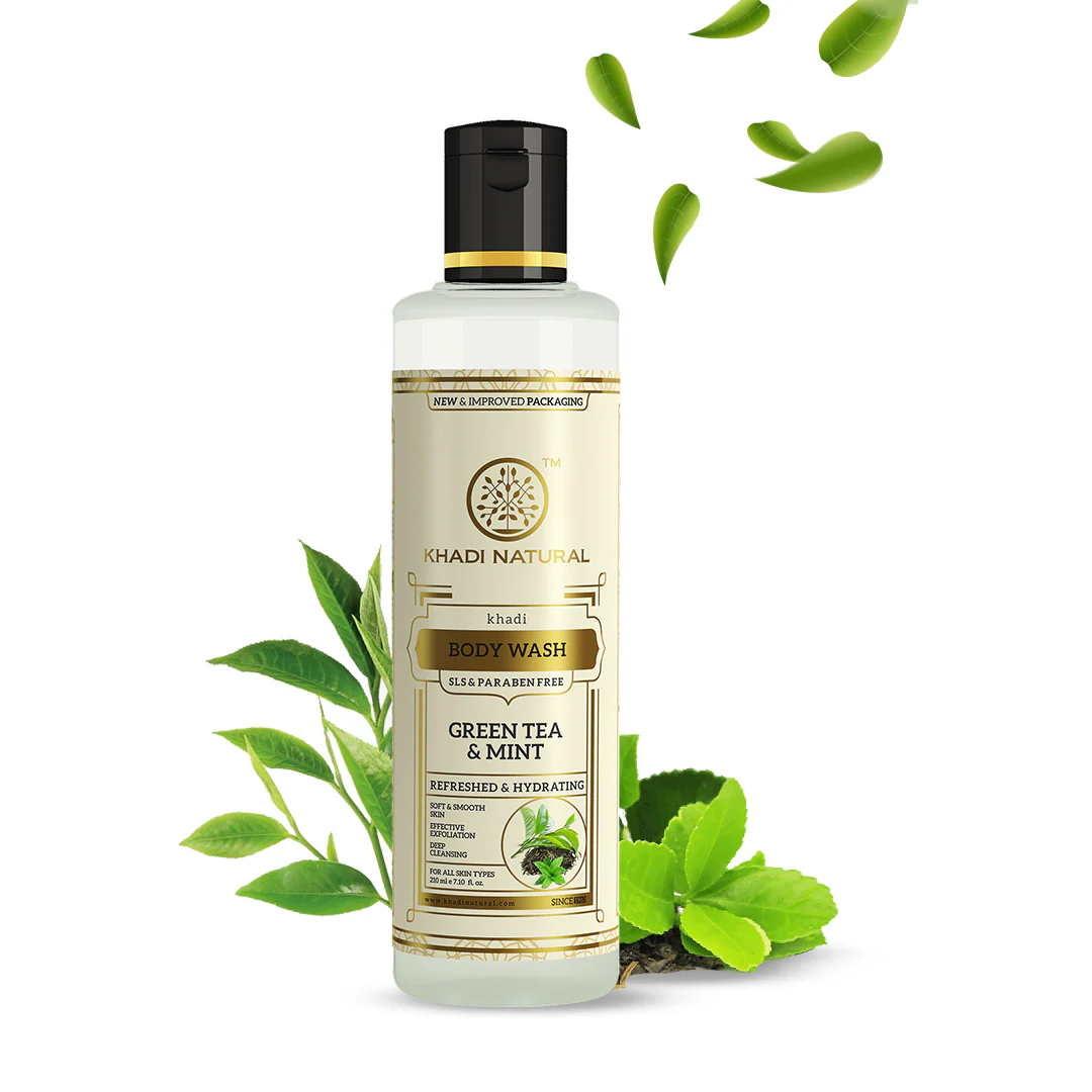 Khadi Natural Green Tea & Mint Body Wash SLS & Paraben Free - 210ml Sale - Image 5
