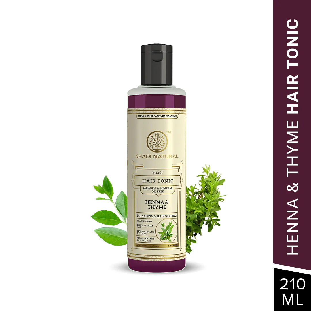 Khadi Natural Henna Thyme Hair Tonic Paraben & Mineral Oil Free - 210ml - Image 6