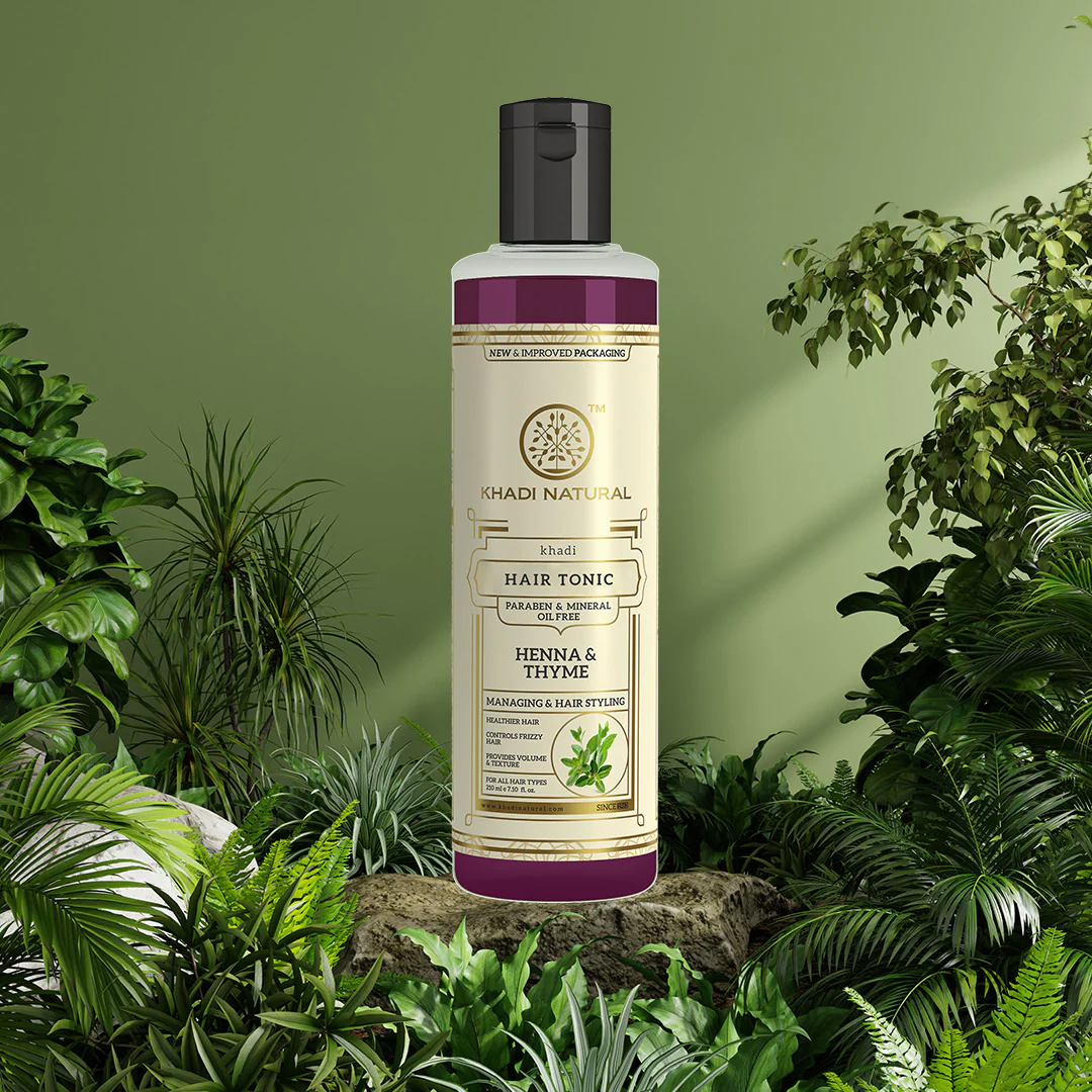 Khadi Natural Henna Thyme Hair Tonic Paraben & Mineral Oil Free - 210ml - Image 7