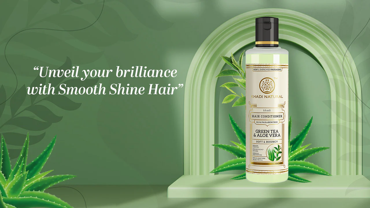 Khadi Natural Herbal Green Tea & Aloevera Hair Conditioner SLS & Paraben Free - 210ml - Image 5