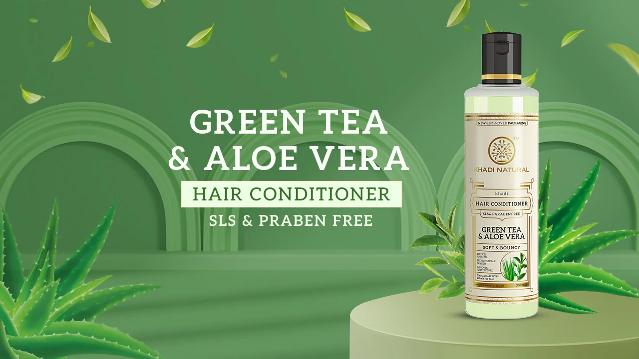 Khadi Natural Herbal Green Tea & Aloevera Hair Conditioner SLS & Paraben Free - 210ml - Image 6