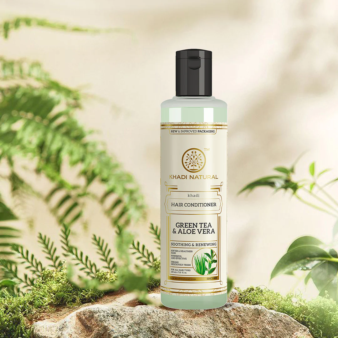 Khadi Natural Greentea & Aloevera Hair Conditioner - 210ml - Image 5