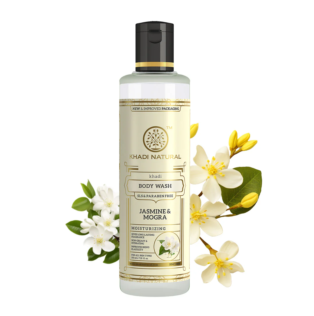 Khadi Natural Jasmine & Mongra Body Wash SLS & Paraben Free - 210ml - Image 5