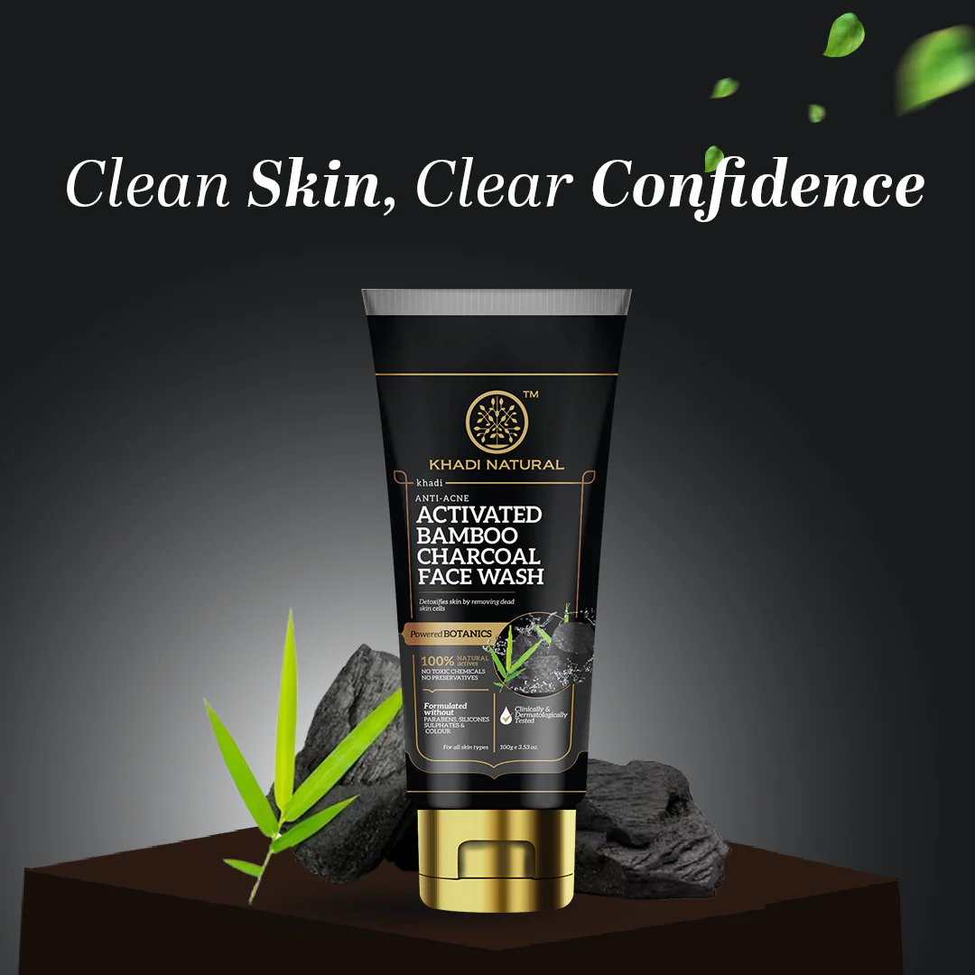 Khadi Natural Activated Bamboo Charcoal Face Wash - 100gm - Image 5