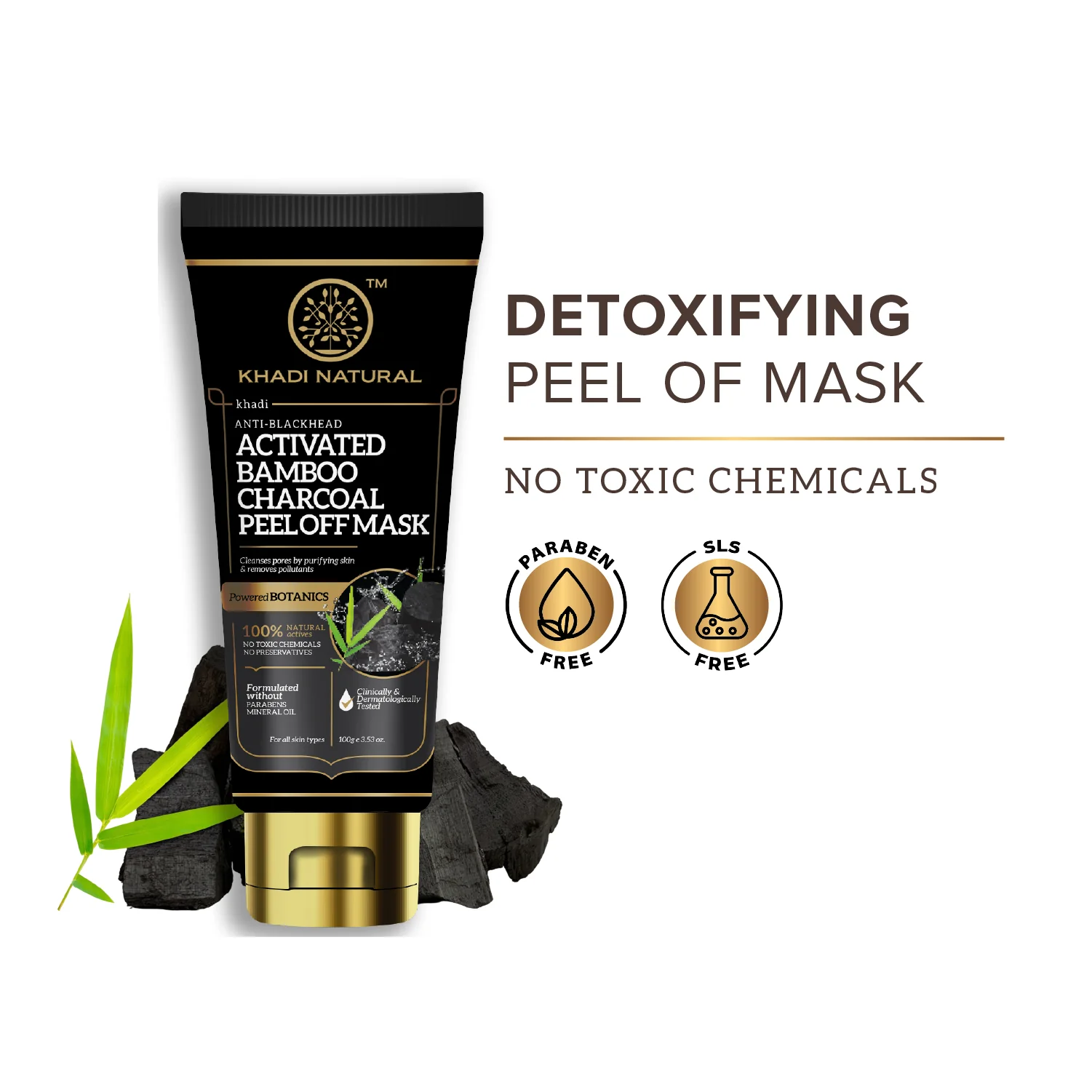 Khadi Natural Activated Bamboo Charcoal Peel Off Mask - 100gm - Image 5