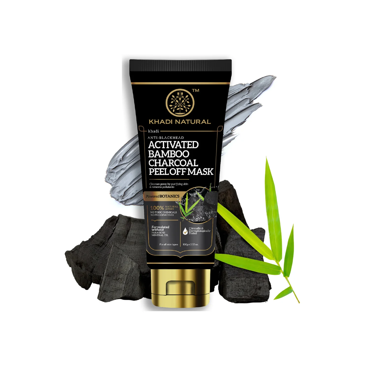 Khadi Natural Activated Bamboo Charcoal Peel Off Mask - 100gm - Image 6