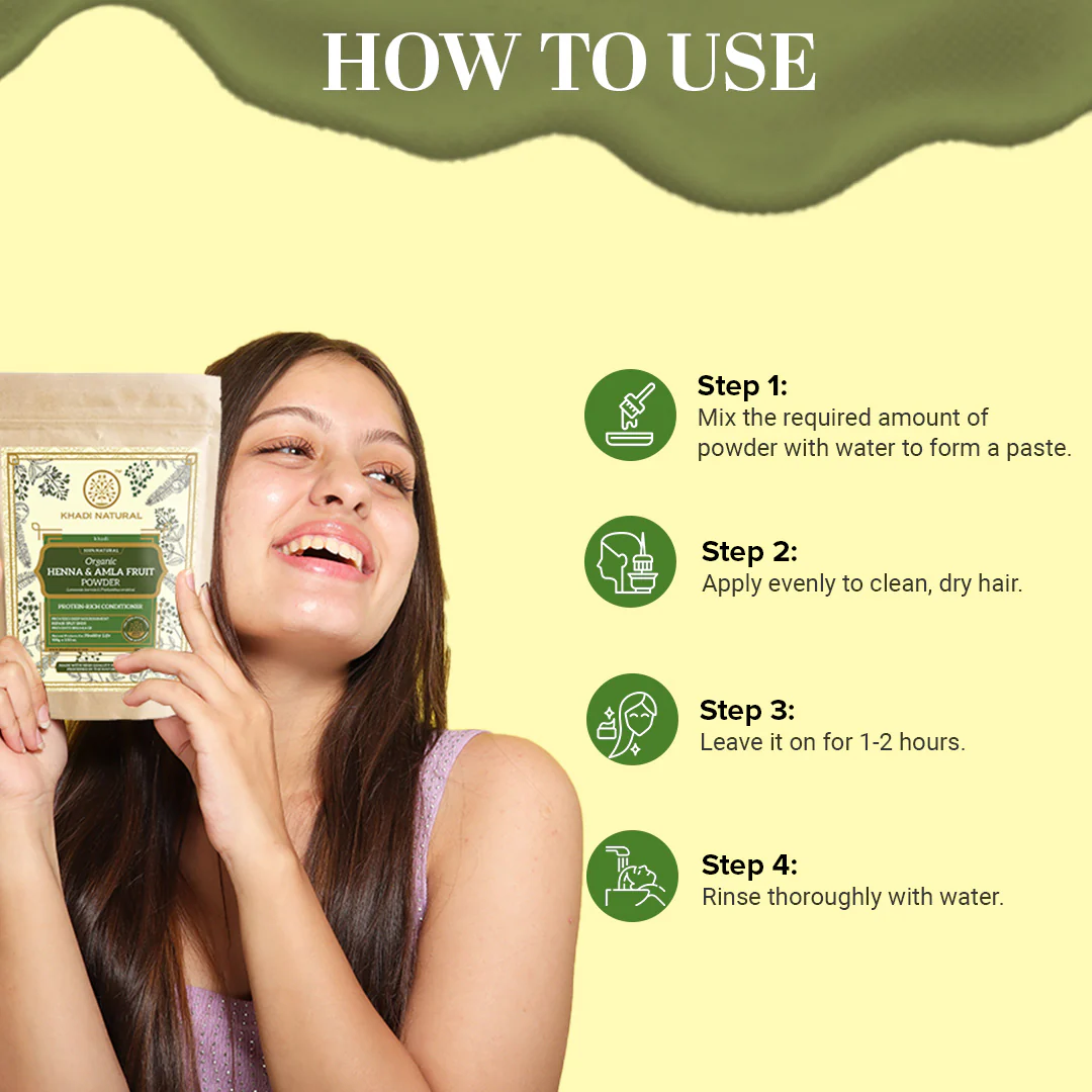 Khadi Natural Organic Henna & Amla Fruit Powder For Hair Care - 100% Natural - 100gm - Image 4