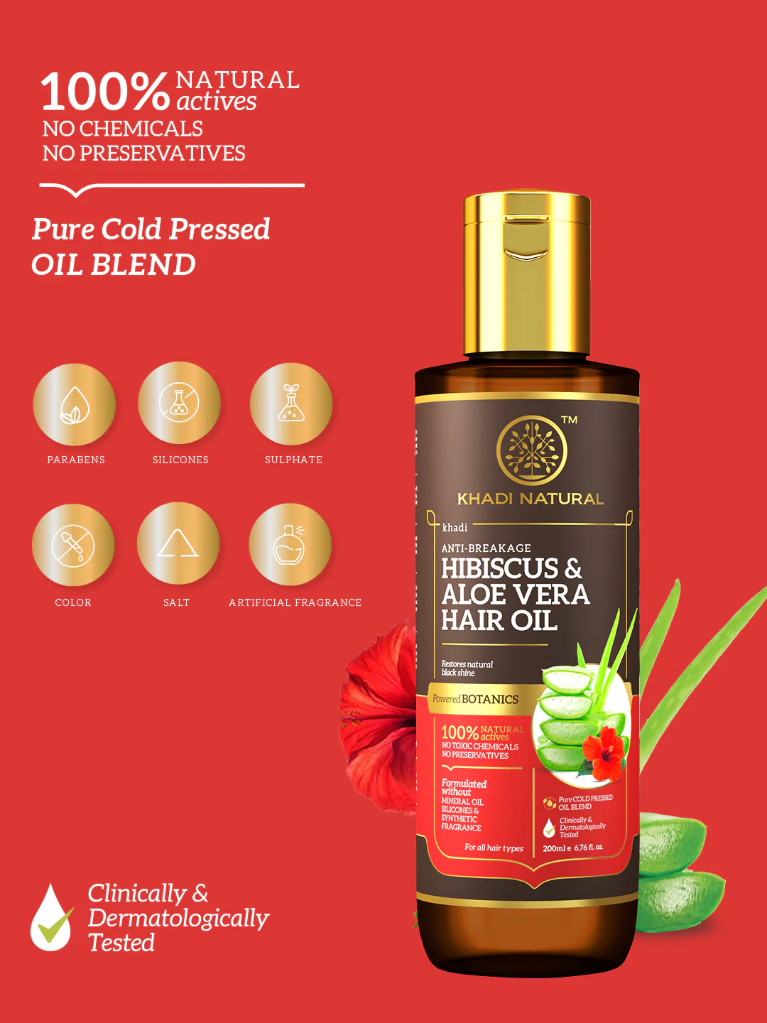 Khadi Natural Hibiscus & Aloe Vera Hair Oil - Mineral Oil, Silicones, Synthetic Fragrance Free - 200ml - Image 11