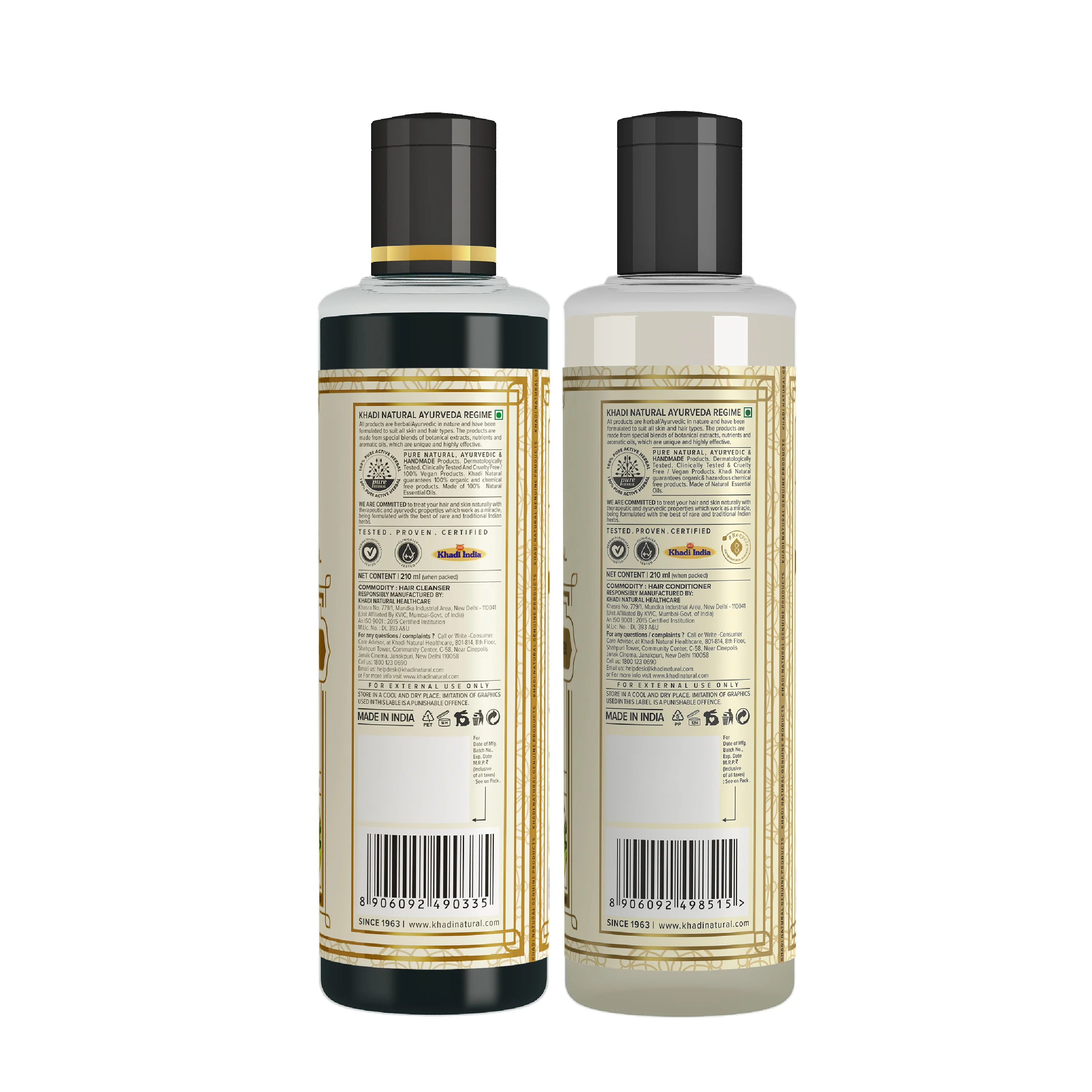 Khadi Natural Amla & Bhringraj Hair Cleanser SLS & Paraben Free Amla & Bhringraj Hair Conditioner Combo Pack of 2 - 210ml Each - Image 5