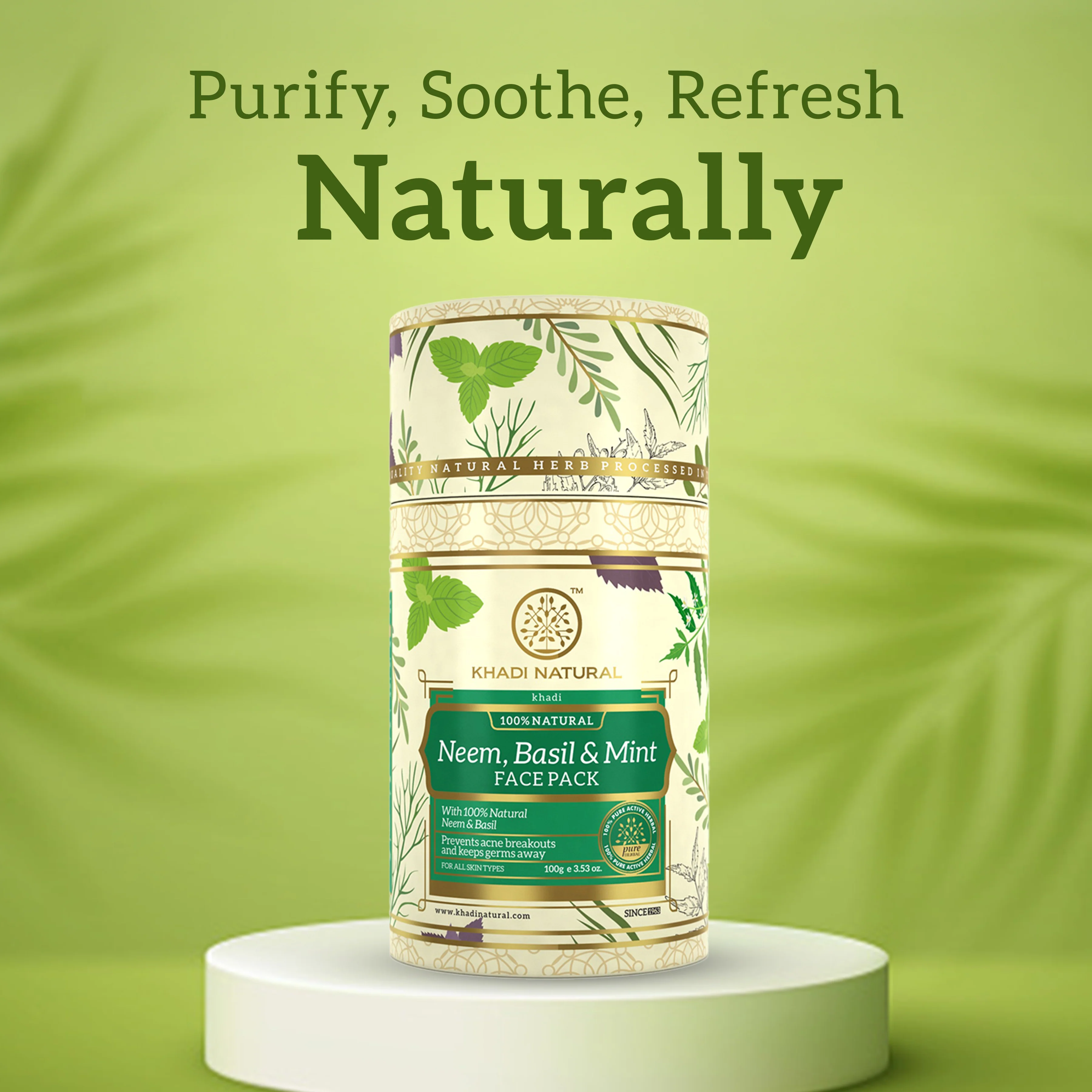 Khadi Natural Neem, Basil & Mint Face Pack - 100gm - Image 6