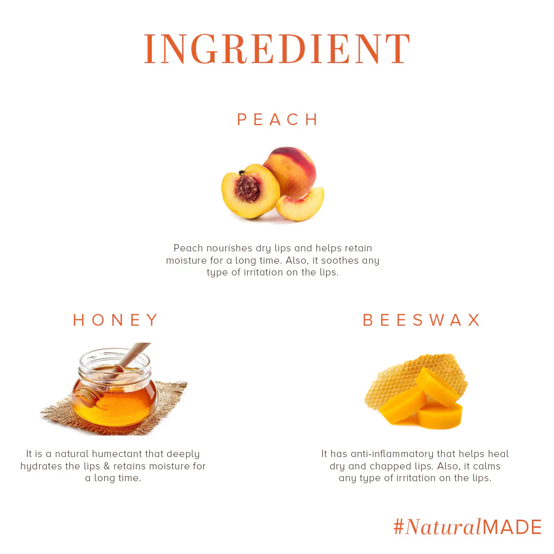 Khadi Natural Peach Lip Balm - 5gm - Image 3