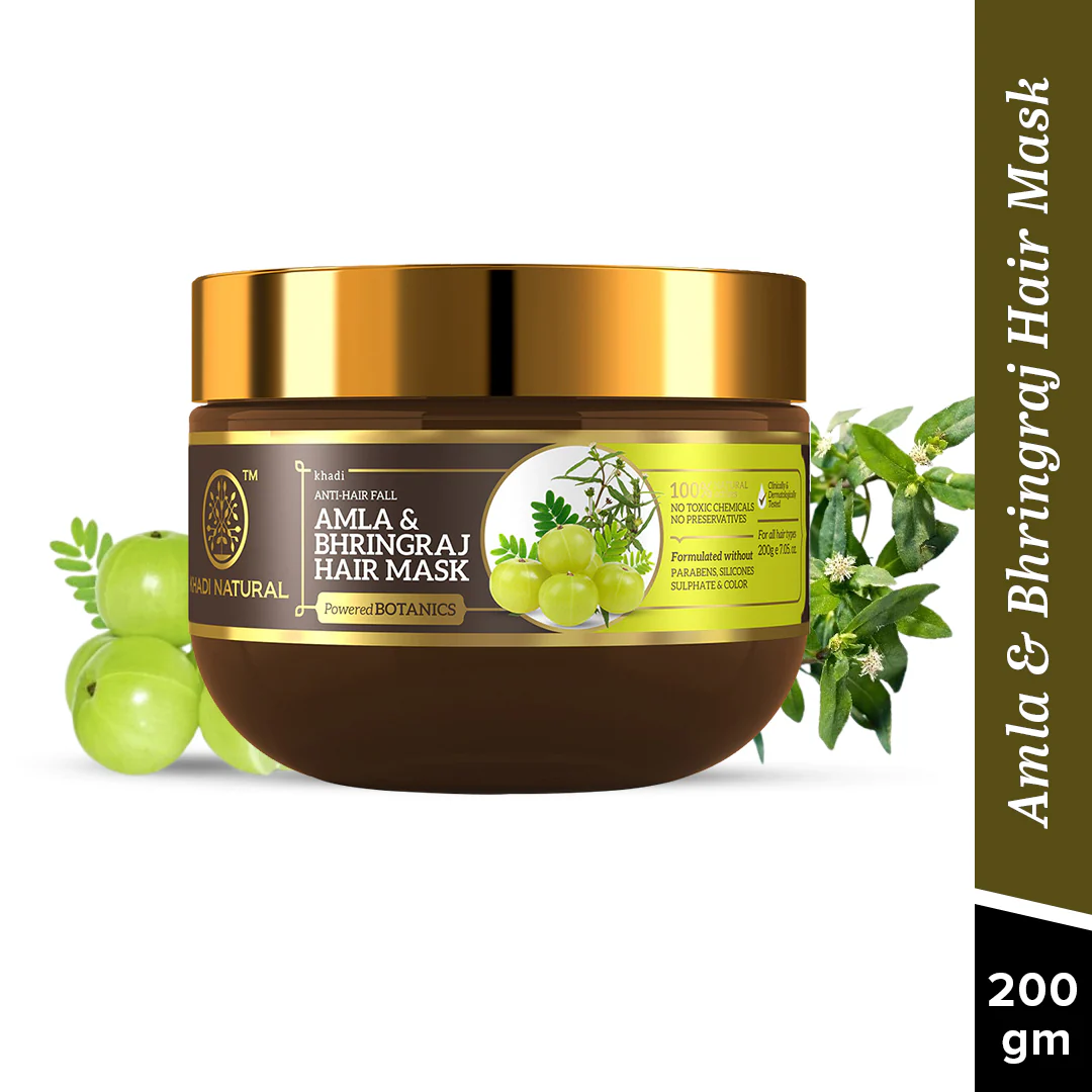 Khadi Natural Amla & Bhringraj Hair Mask - SLS, Parabens & Color Free - 200gm - Image 4