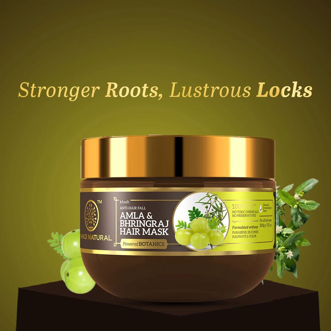 Khadi Natural Amla & Bhringraj Hair Mask - SLS, Parabens & Color Free - 200gm - Image 7
