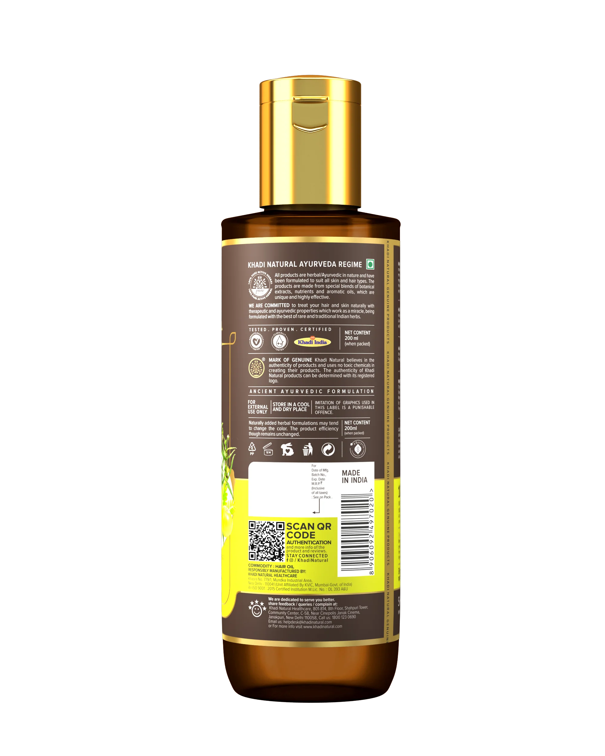 Khadi Natural Amla & Bhringraj Hair Oil - Mineral Oil, Silicones, Synthetic Fragrance Free - 200ml - Image 10