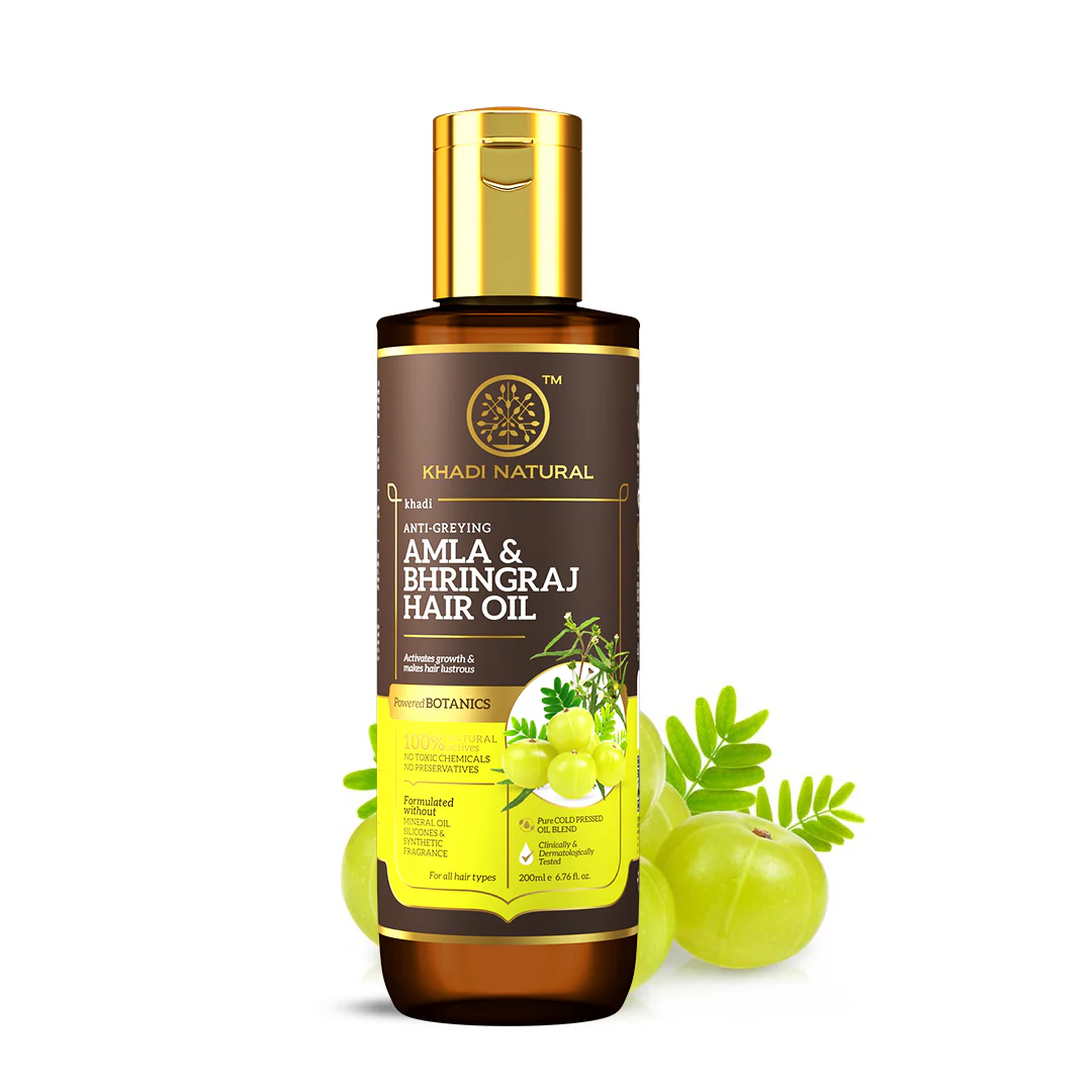 Khadi Natural Amla & Bhringraj Hair Oil - Mineral Oil, Silicones, Synthetic Fragrance Free - 200ml - Image 12