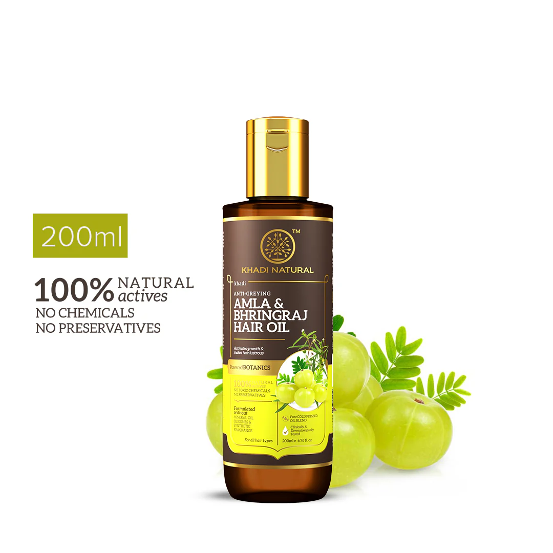 Khadi Natural Amla & Bhringraj Hair Oil - Mineral Oil, Silicones, Synthetic Fragrance Free - 200ml - Image 13