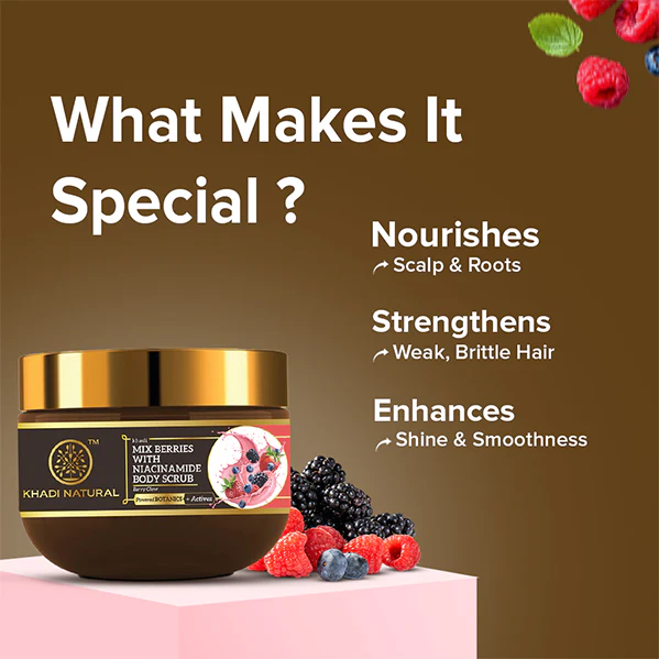 Khadi Natural Powered Botanics Mix Berries with Niacinamide Body Scrub – 200gm - Image 5