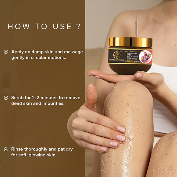 Khadi Natural Powered Botanics Mix Berries with Niacinamide Body Scrub – 200gm - Image 6