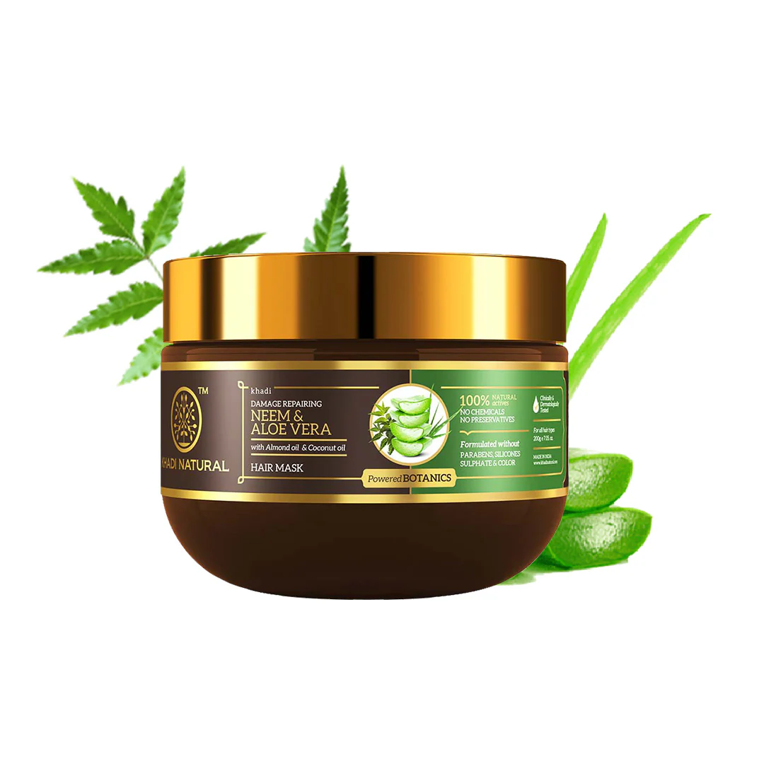 Khadi Natural Neem & Aloe Vera Hair Mask - SLS, Paraben & Color Free - 200gm - Image 3