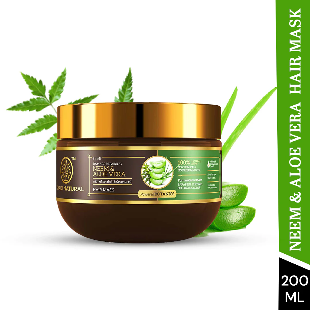 Khadi Natural Neem & Aloe Vera Hair Mask - SLS, Paraben & Color Free - 200gm - Image 4