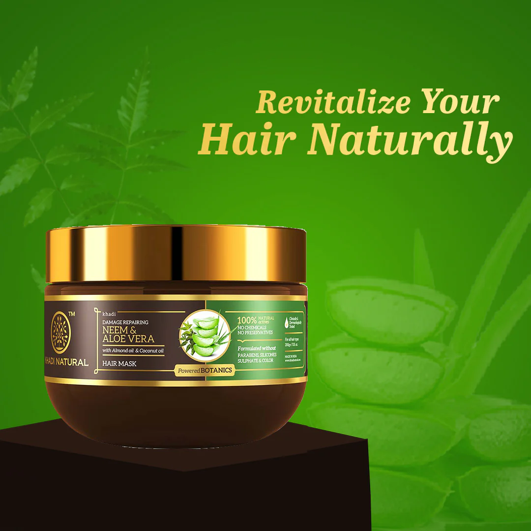 Khadi Natural Neem & Aloe Vera Hair Mask - SLS, Paraben & Color Free - 200gm - Image 7