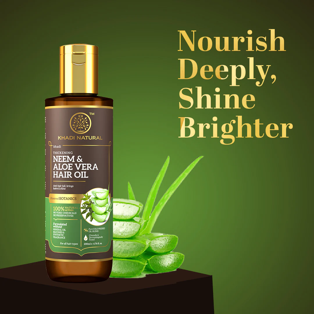 Khadi Natural Neem & Aloe Vera Hair Oil - Mineral Oil, Silicones, Synthetic Fragrance Free - 200ml - Image 7