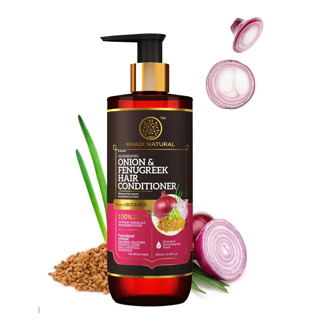 Khadi Natural Onion & Fenugreek Hair Conditioner - Paraben, Silicones, Sulphate, Color, Salt & Artificial Fragrance Free - 310ml - Image 5
