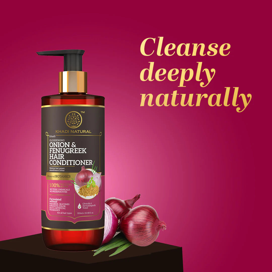Khadi Natural Onion & Fenugreek Hair Conditioner - Paraben, Silicones, Sulphate, Color, Salt & Artificial Fragrance Free - 310ml - Image 7