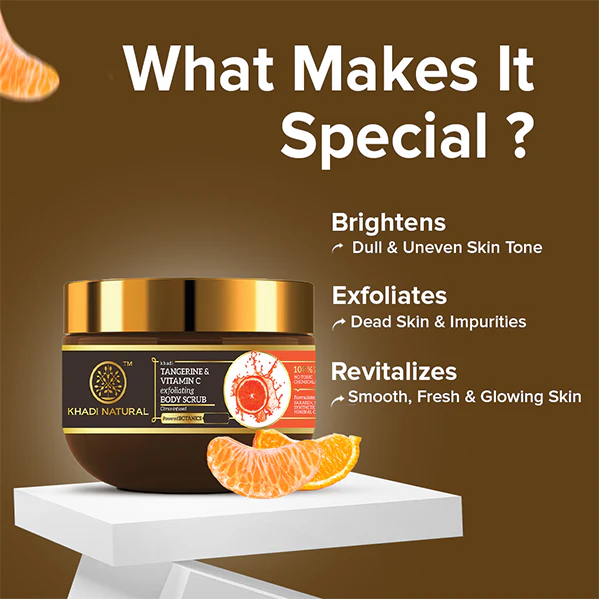 Khadi Natural Powered Botanics Tangerine & Vitamin C Exfoliating Body Scrub – 200gm - Image 3