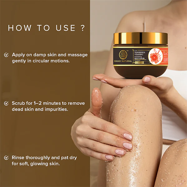 Khadi Natural Powered Botanics Tangerine & Vitamin C Exfoliating Body Scrub – 200gm - Image 6