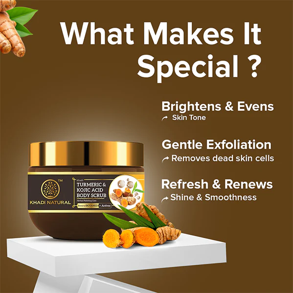 Khadi Natural Powered Botanics Turmeric & Kojic Acid Body Scrub – 200gm - Image 5