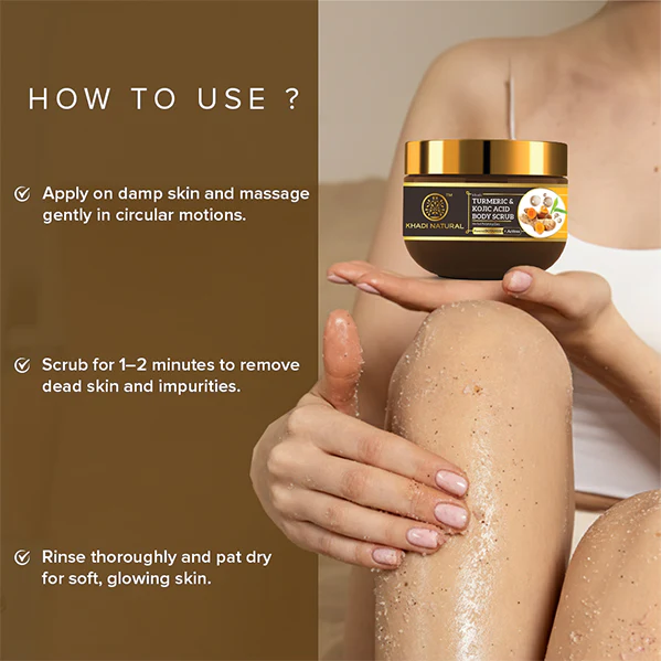 Khadi Natural Powered Botanics Turmeric & Kojic Acid Body Scrub – 200gm - Image 6