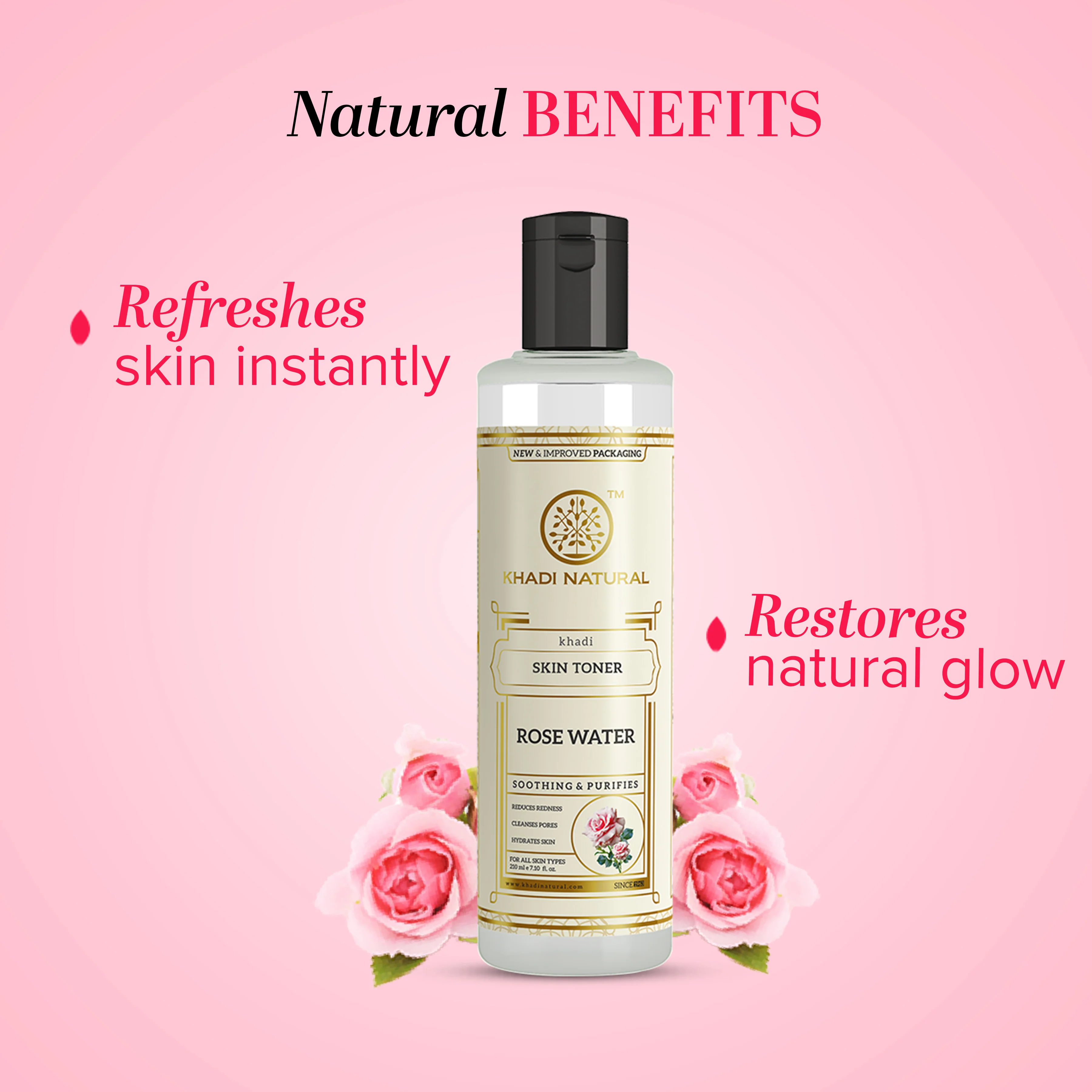 Khadi Natural Pure Rose Water Skin Toner - 210ml - Image 3