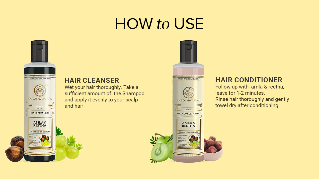 Khadi Natural Amla & Reetha Hair Cleanser & Conditioner Combo – Pack of 2 - 210ml Each - Image 4