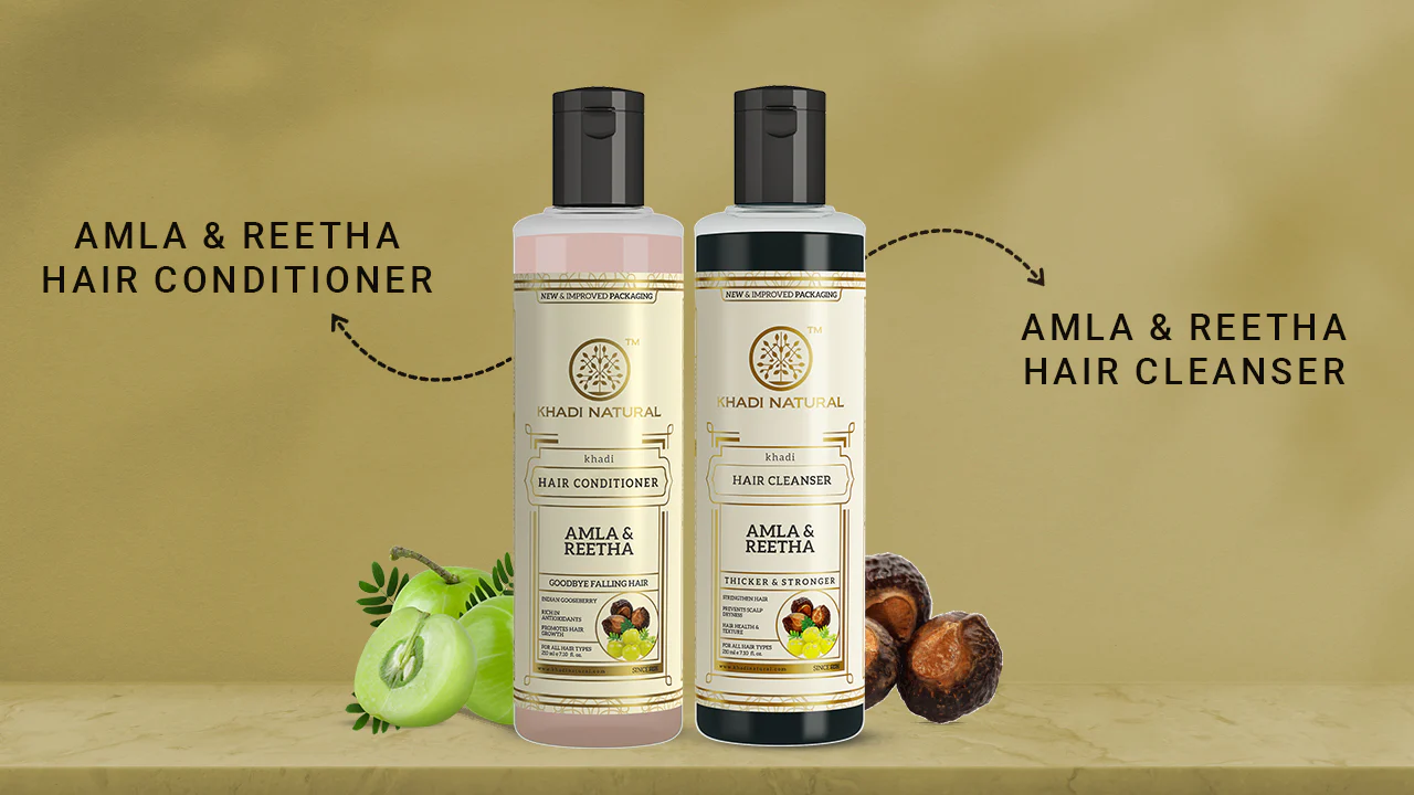 Khadi Natural Amla & Reetha Hair Cleanser & Conditioner Combo – Pack of 2 - 210ml Each - Image 5