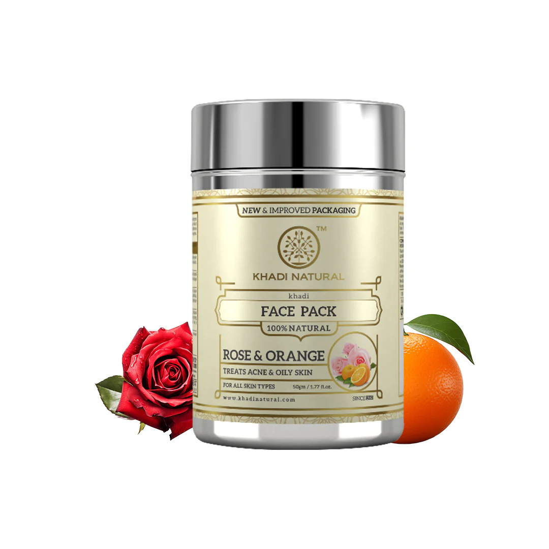 Khadi Natural Rose & Orange Face Pack - 50gm - Image 5