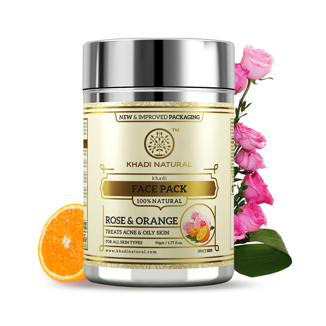 Khadi Natural Rose & Orange Face Pack - 50gm - Image 6