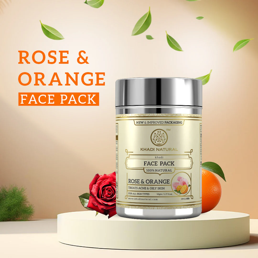 Khadi Natural Rose & Orange Face Pack - 50gm - Image 7