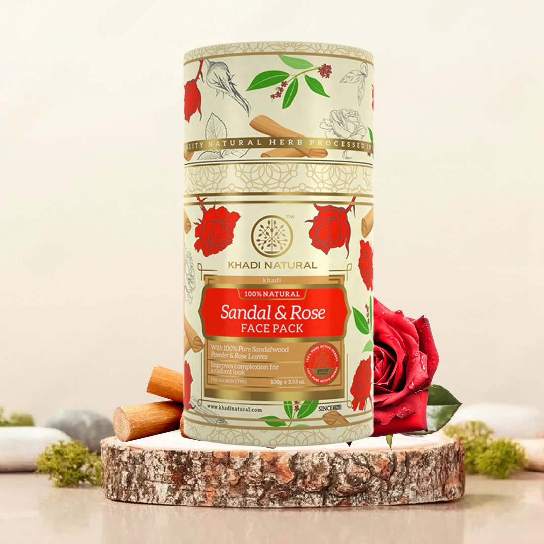 Khadi Natural Sandalwood & Rose Face Pack - 100gm - Image 6