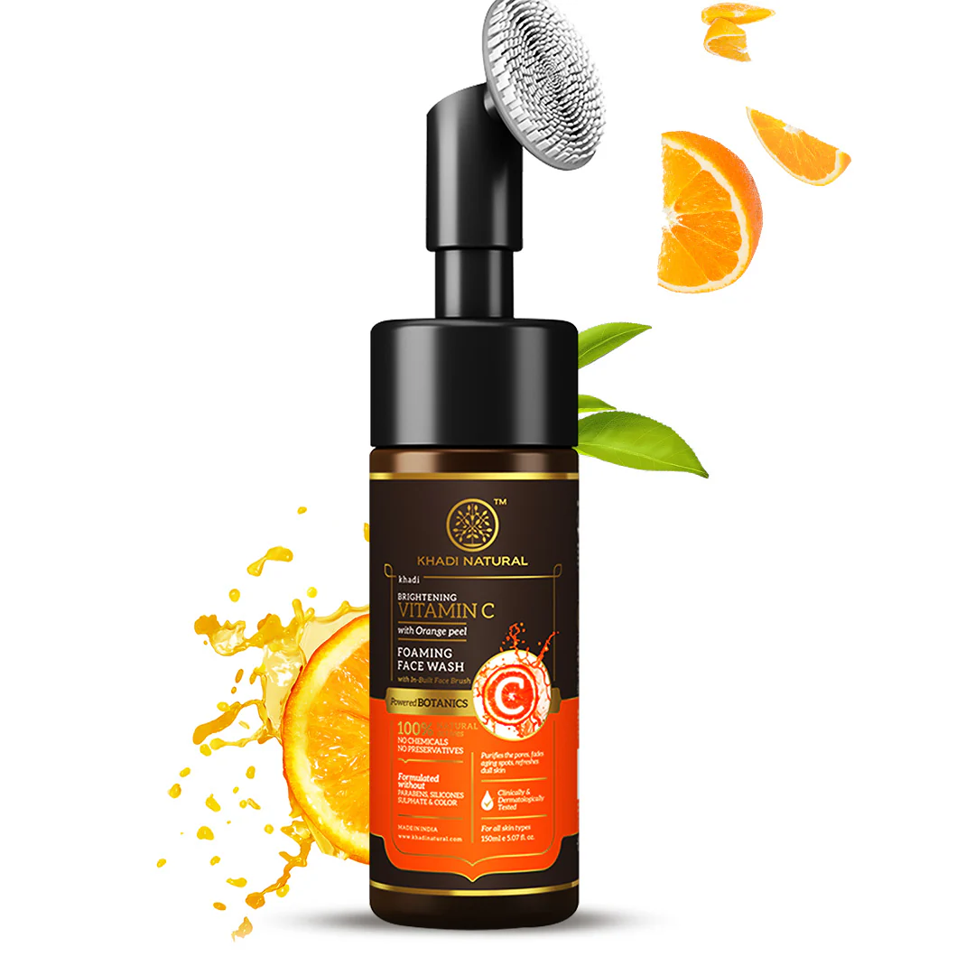 Khadi Natural Vitamin C Foaming Face Wash Within - Built Face Brush - 150ml - Image 6