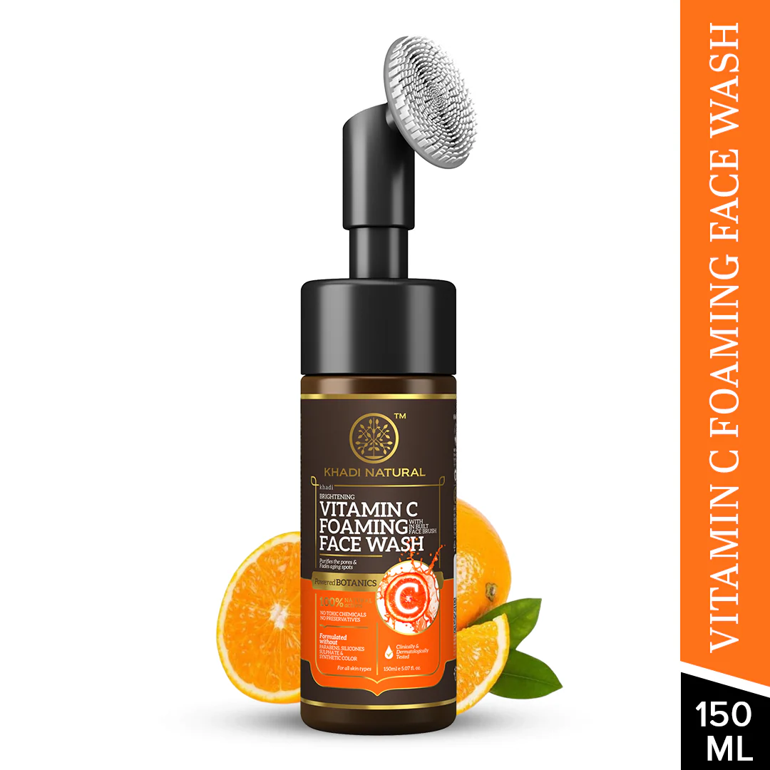 Khadi Natural Vitamin C Foaming Face Wash Within - Built Face Brush - 150ml - Image 7