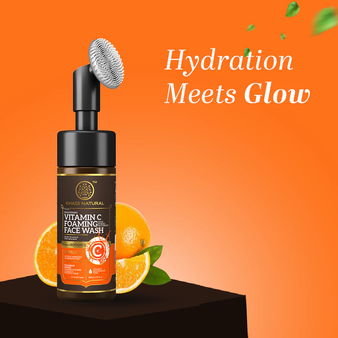 Khadi Natural Vitamin C Foaming Face Wash Within - Built Face Brush - 150ml - Image 8