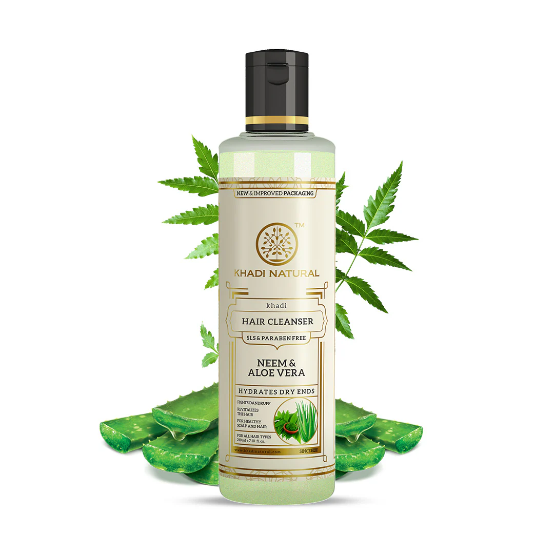 Khadi Natural Neem & Aloevera Hair Cleanser SLS & Paraben Free - 210ml - Image 5