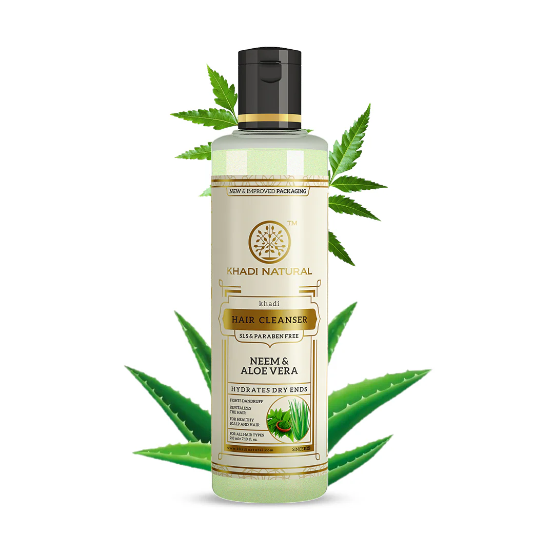 Khadi Natural Neem & Aloevera Hair Cleanser SLS & Paraben Free - 210ml - Image 6